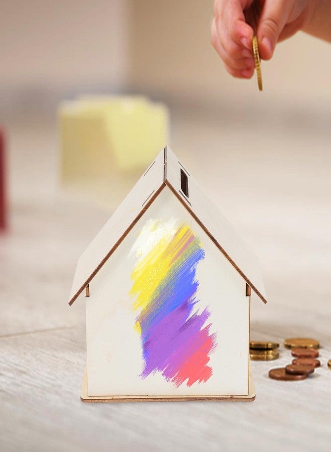 VOSAREA 5pcs Unfinished Wooden Piggy Banks Paintable DIY Coin Birdhouse Coin Banks for Kid Money Crafts - Image 3